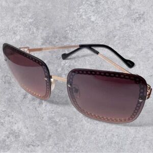 Vince Camuto Chain Rim Oversized Square Sunglasses - Gradient Brown Lens